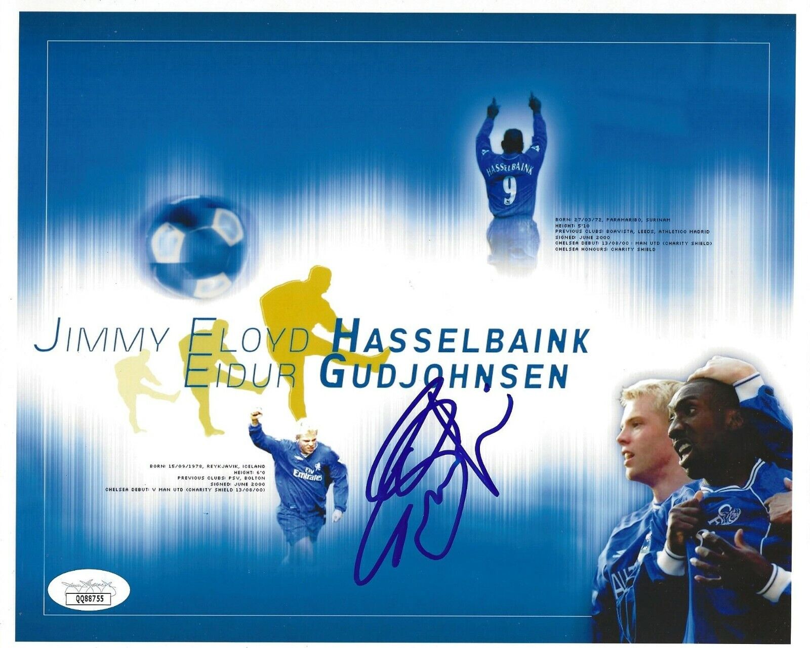 Eidur Gudjohnsen signed Chelsea F.C. 8x10 Photo Poster painting autographed JSA Certified