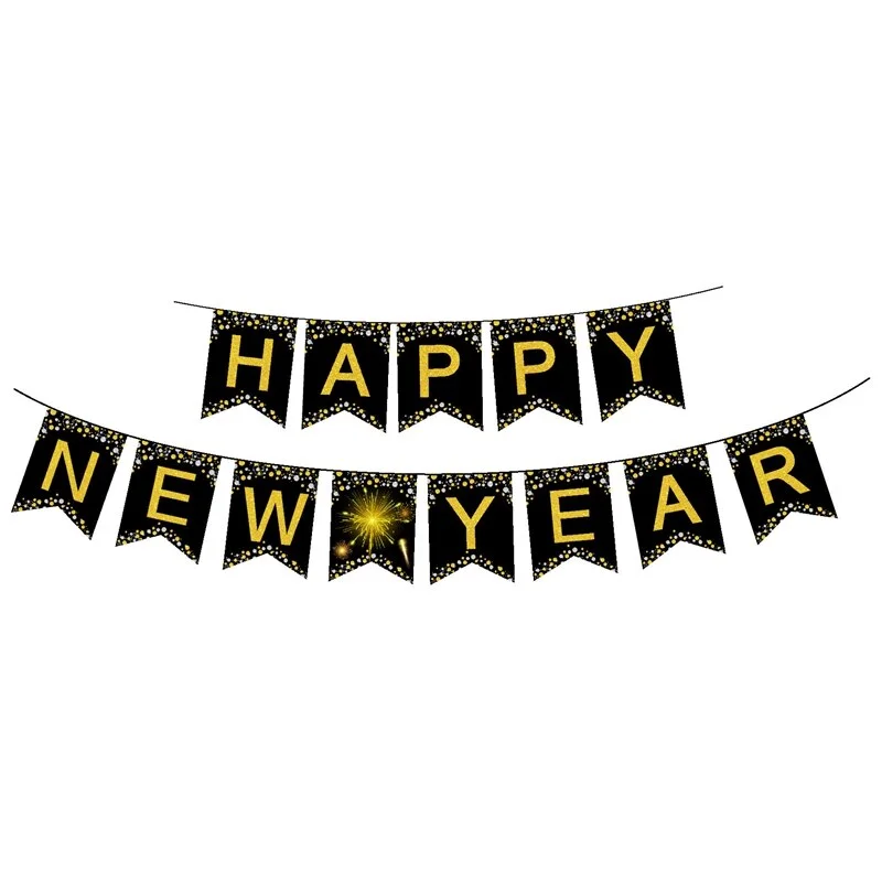 2022 Happy New Year Gold Number Foil Balloons Paper Banner Navidad New Year Eve Christmas Party Decoration Cupcake Toppers