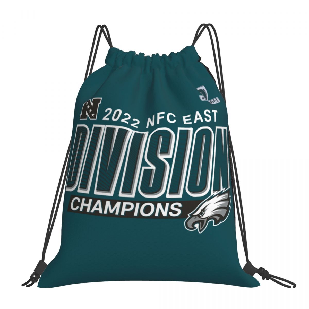 Philadelphia Eagles 2022 NFC Champions Divide & Conquer Unisex Drawstring Backpack Bag Travel Sackpack