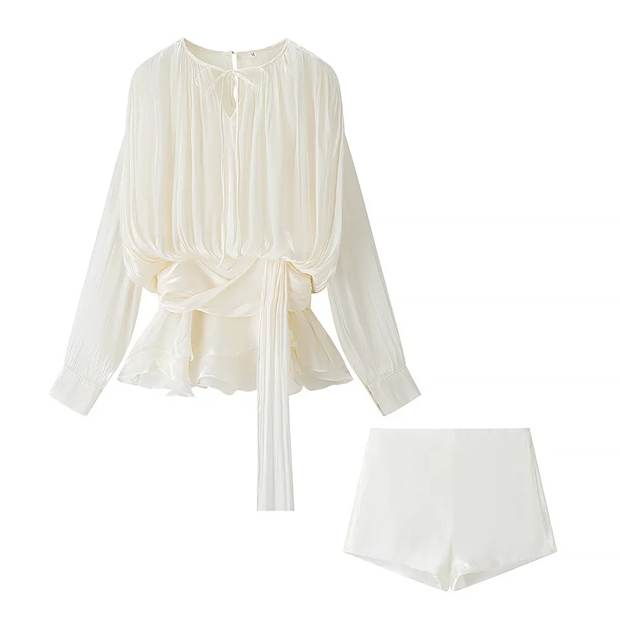 Nigikala Nigikala Temperament Lantern Dress Women's Spring New Short Skirt To Collect Irregular Lotus Leaf Edge Tie