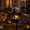 Solar Powered Halloween Witch Broom Stake Resin Light for Outdoor Decor