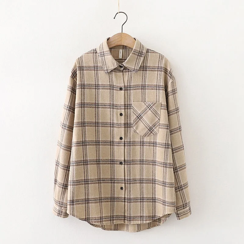 Plaid Shirts Womens Checked Blouses And Tops Long Sleeve Female Casual Print Shirt Loose Cotton Blusas Outwear Autumn News