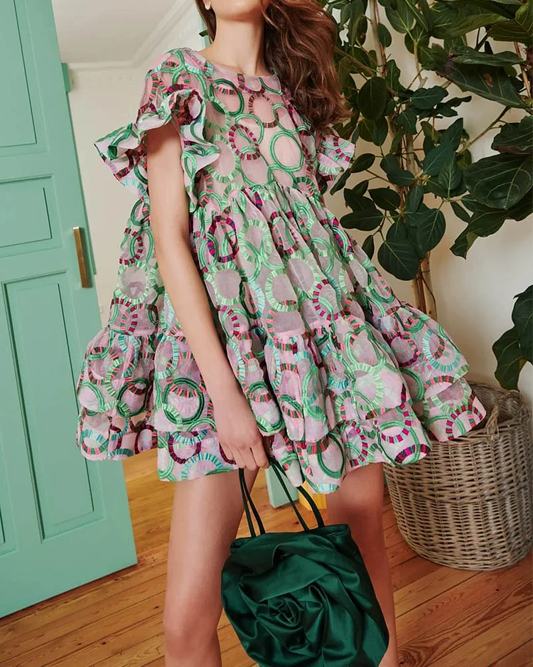 Ladies Casual Fashion Printed Mini Dress