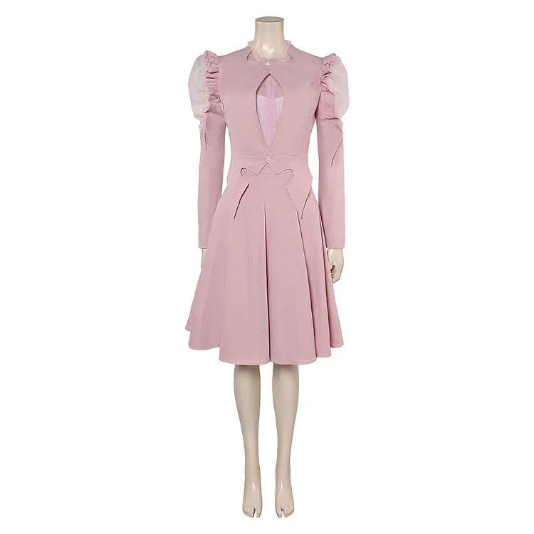 Wicked (2024) Glinda Pink Puff Sleeves Skirt Outfits Cosplay Costume