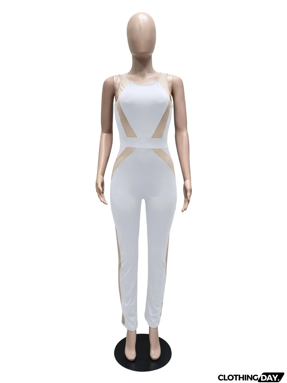 Fashion Patchwork Milk Silk Jumpsuit