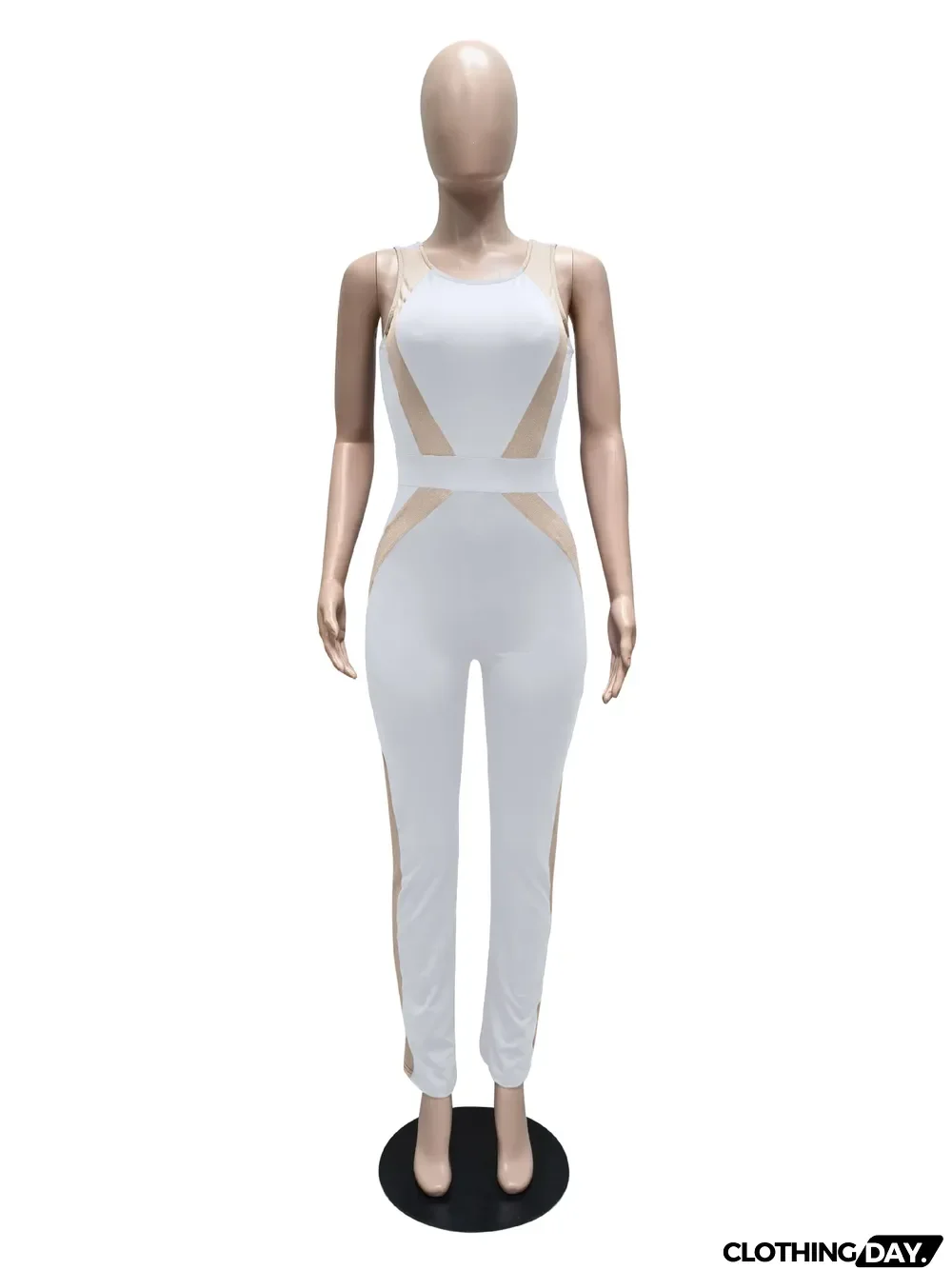 Fashion Patchwork Milk Silk Jumpsuit