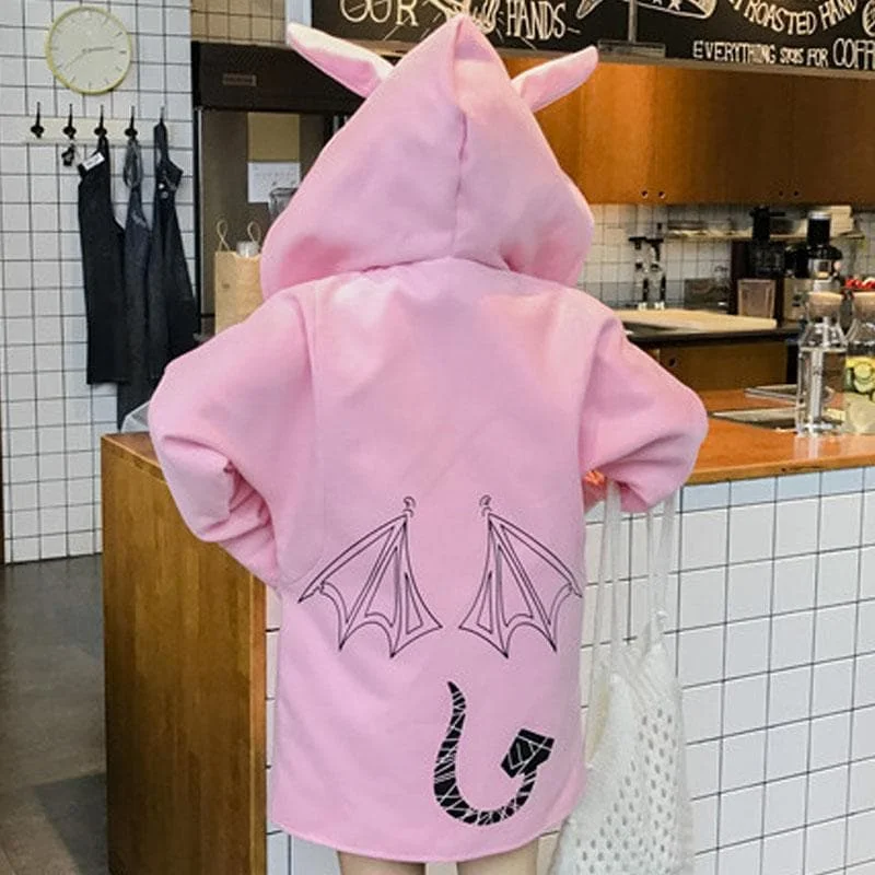 Pink/Black Harajuku Little Devil Hoodie Coat SP1711145
