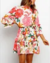 Stylish round neck long sleeve printed dress