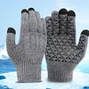 USB Heating Gloves Touch Screen Knitted Gloves Hand Warmer for Winter (Grey)