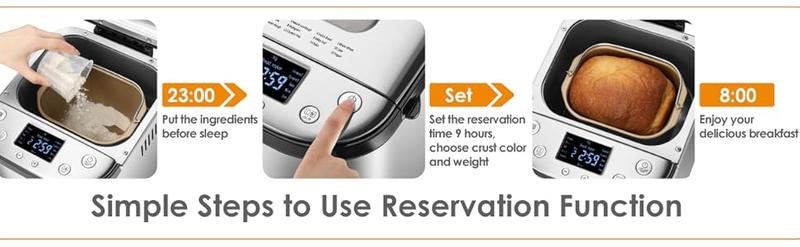 Product Introduction of Automatic Bread Maker, 2LB 1.5LB 1LB Bread Maker Machine with with Gluten-Free Setting, 15-in-1 Stainless Steel Bread Maker with Recipes 5