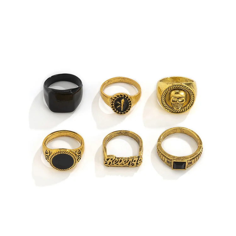 Men's Retro Fashion Ring Combination Set