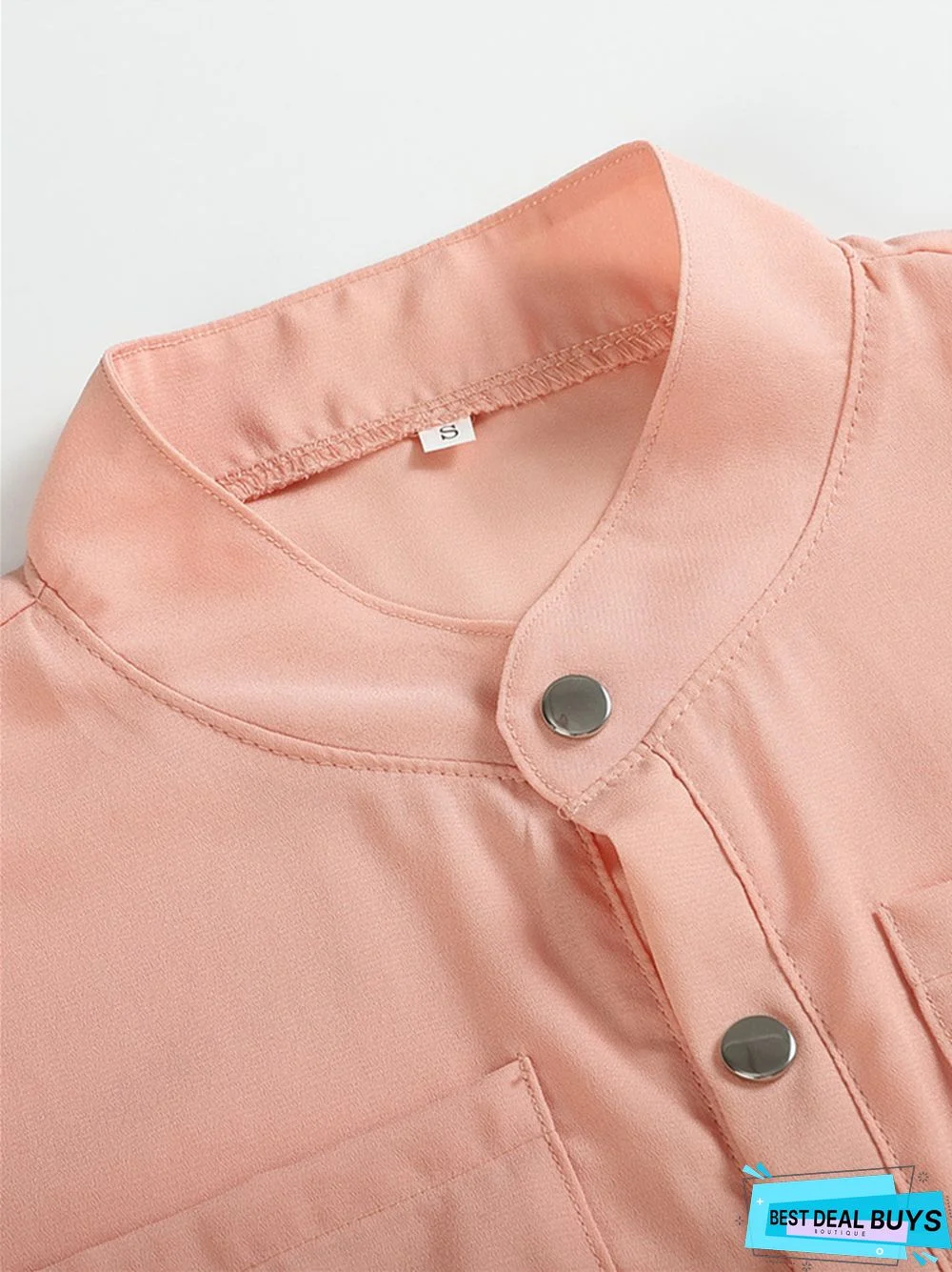 Long Sleeve Button Lace Solid Color Dress