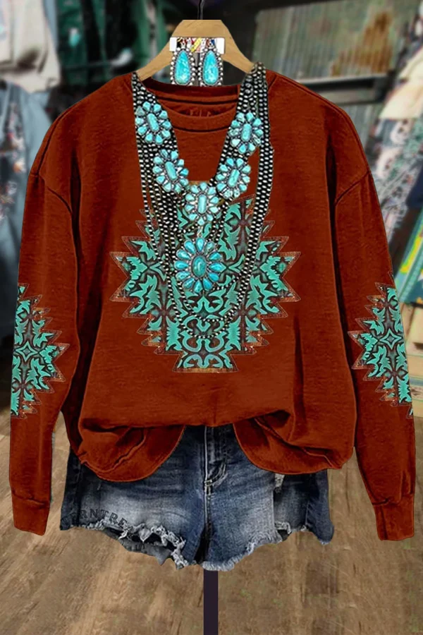 Vintage Western Print Sweatshirt