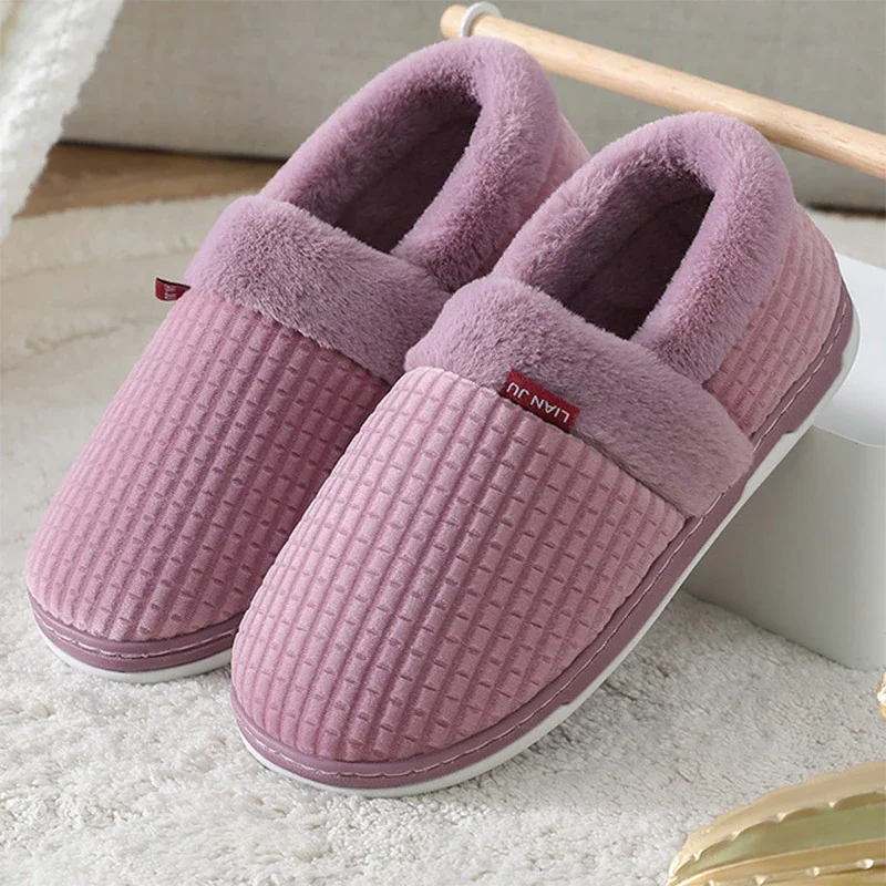 Qengg MCCKLE Women Winter Slippers Home Shoes Ladies Warm Plush Indoor Casual Flats Couple Shoe Comfort New Female Footwear Plus Size