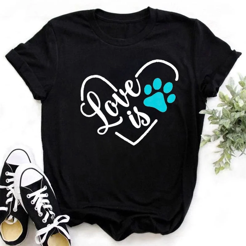 Cat MOM Women's Top Summer Fashion Short-sleeved Cat and Dog Paw Print Girl T-shirt Female Y2K Clothes,Drop Ship