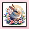 Bunny In Flowers - 18CT Stamped Cross Stitch 25*25cm/9.84*9.84in