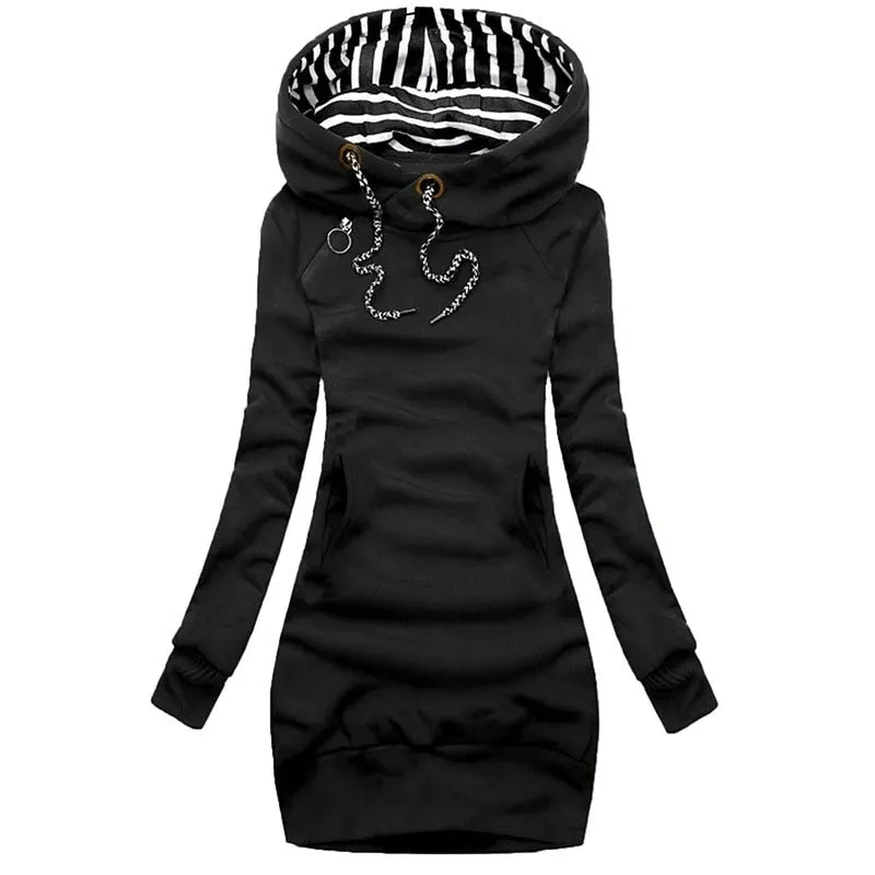 Autumn Winter Long Hoodies Women 2021 Fashion Pocket Long Sleeve Streetwear Pullover Tops Female Plus Size Casual Sweatshirt