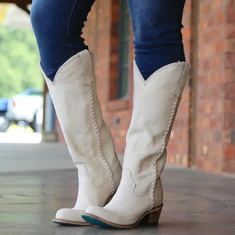 Vintage Cowgirl Boots Holiday Slip On Long Boots | IFYHOME
