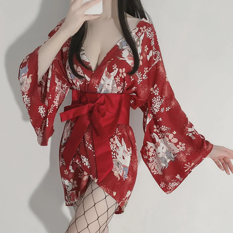 Japanese Pink/Red Sakura Kimono Set SP17652