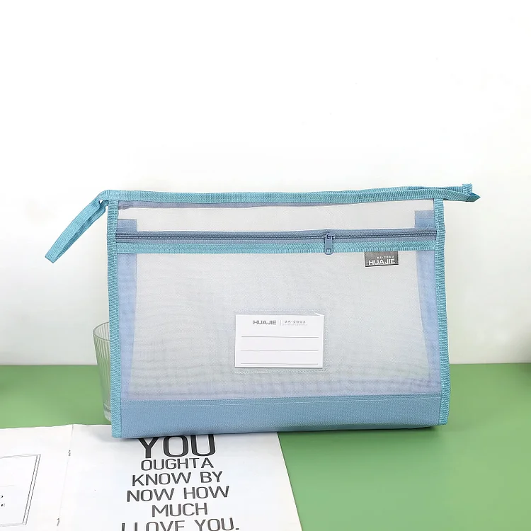 Journalsay Thickened Double Layer Nylon Mesh Storage Bag Portable Transparent Document Bag