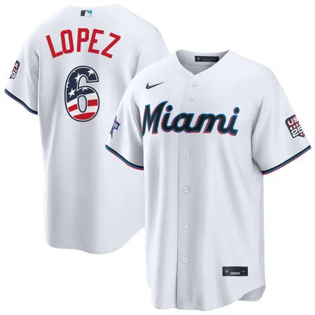 Youth Miami Marlins #6 Otto Lopez Nike White 2026 All-Star Edition Stars & Stripes Stadium Jersey