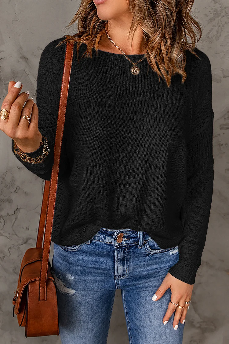 Long Sleeve Round Neck Backless T-shirt