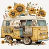 Diamond Painting -DIY Round Drill Sunflower Bus