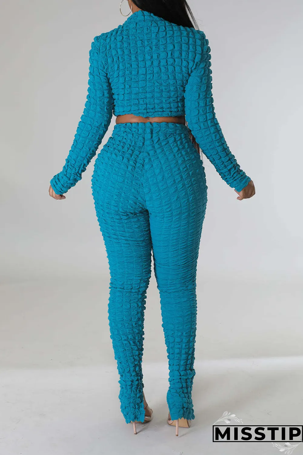 Coffee Street Solid Patchwork Turtleneck Long Sleeve Two Pieces