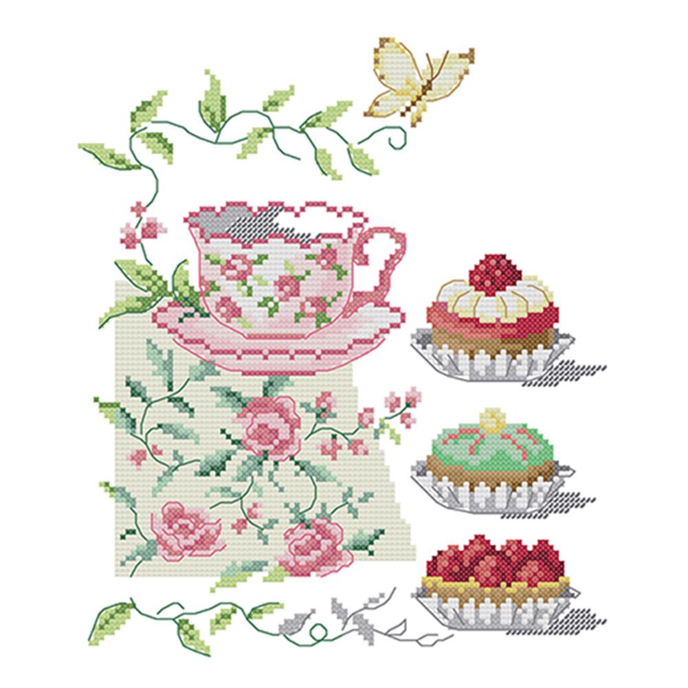 

Afternoon Tea - 14CT Stamped Cross Stitch - 27*31cm, 501 Original