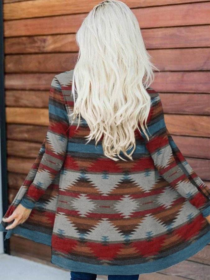 Vintage Print Long Sleeve Cardigan