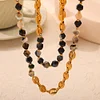 Natural Black Stone Golden Bracelet Necklace