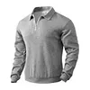 Men's Long Sleeve Quarter Zip Polo Sweatshirt - Casual Lapel Collar Textured Waffle Knit Pullover Sweater by Inlyline