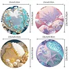 4PCS Diamond Painted Wooden Shell Flower Placemats Comes with Storage Display Stand