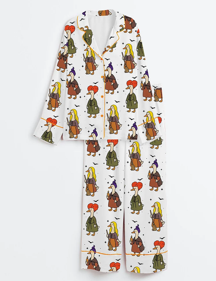 Women&rsquo;s Silly Goose Halloween Long Sleeve Satin Pajama Set
