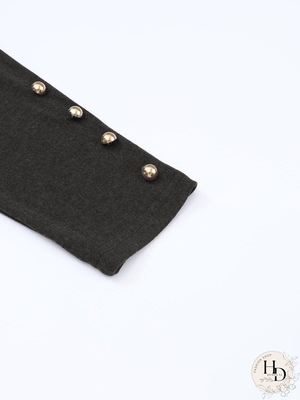 Chic Black Button Accent Sheath Top
