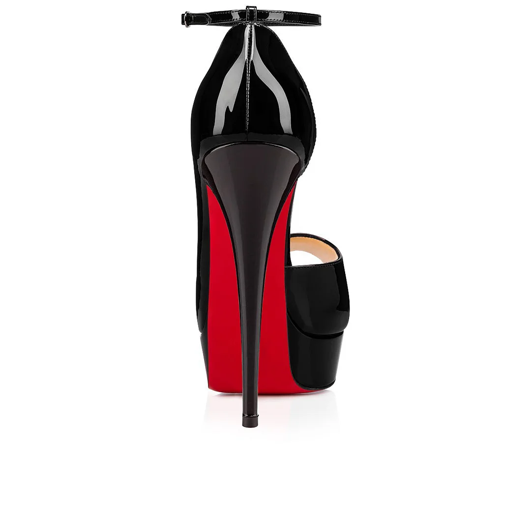 150mm Women's Party Red Bottom Sky High Platform Ankle Buckle Pumps Summer Prom Shoes-MERUMOTE