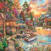 Rue au bord de la rivi&egrave;re-perceuse ronde peinture diamant-50*35cm