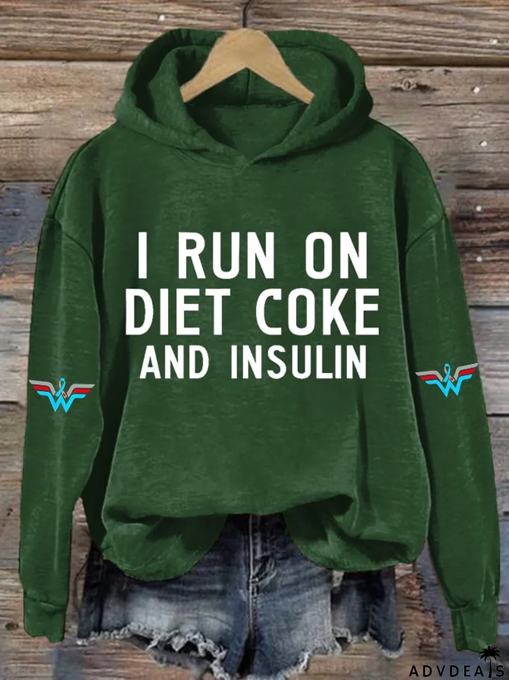 Women's Casual I Run On Diet Coke And Insulin Printed Hooded Sweatshirt