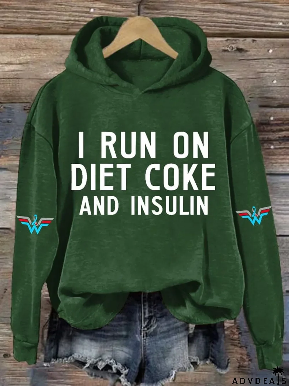 Women's Casual I Run On Diet Coke And Insulin Printed Hooded Sweatshirt