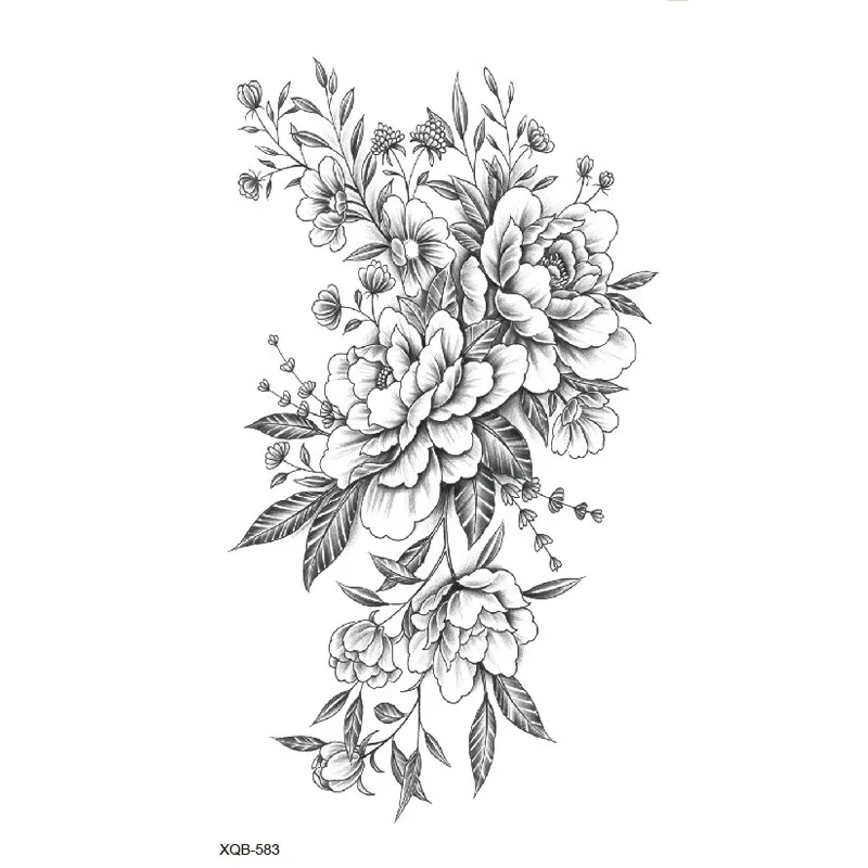 Sdrawing Lotus/Grey Butterfly/Flowers Waterproof Temporary Tattoos Men Henna Tatoo Stickers Tattoo Body Art Fake Tattoos