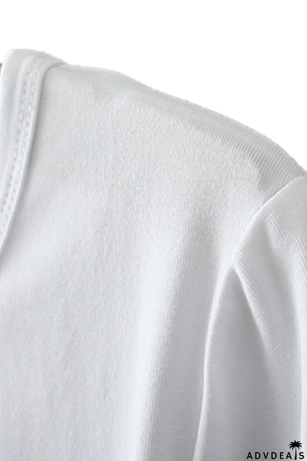 White Fashion Street Print Patchwork O Neck T-Shirts