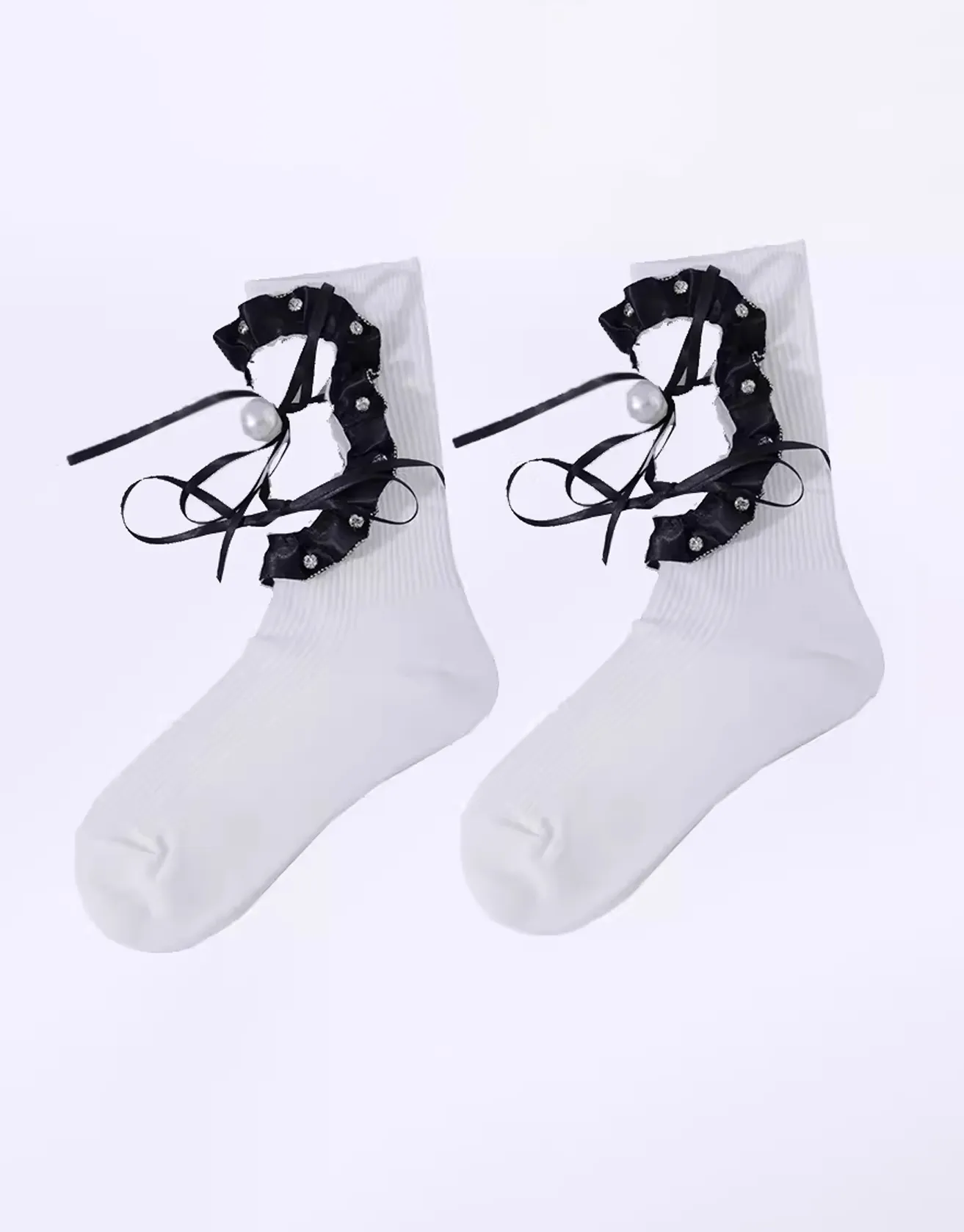 Love Cut-out Chain Pearl Lace Socks Techwear Shop