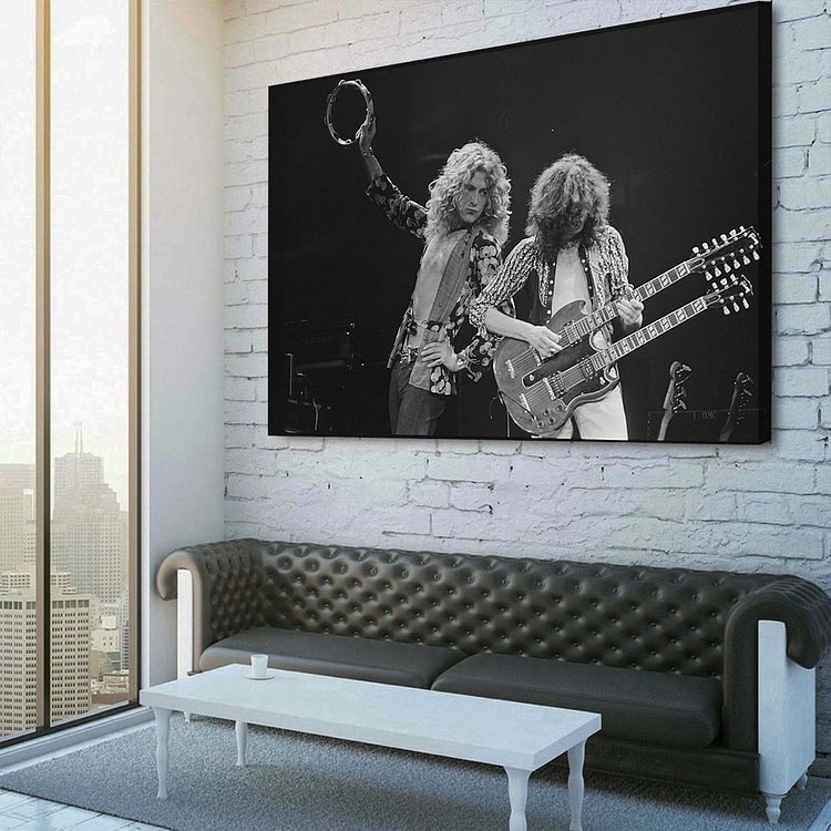 Led Zeppelin Robert Plant and Jimmy Page Performing live Canvas Wall Art