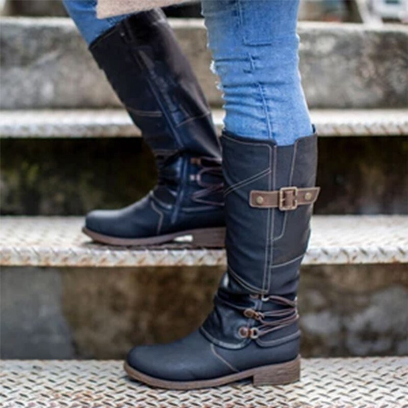 Women Mild-Calf Boot Woman Boots Female Fashion 2020 New Autumn Winter Platfrom High Boots Women's Shoes Ladies Big Size 43