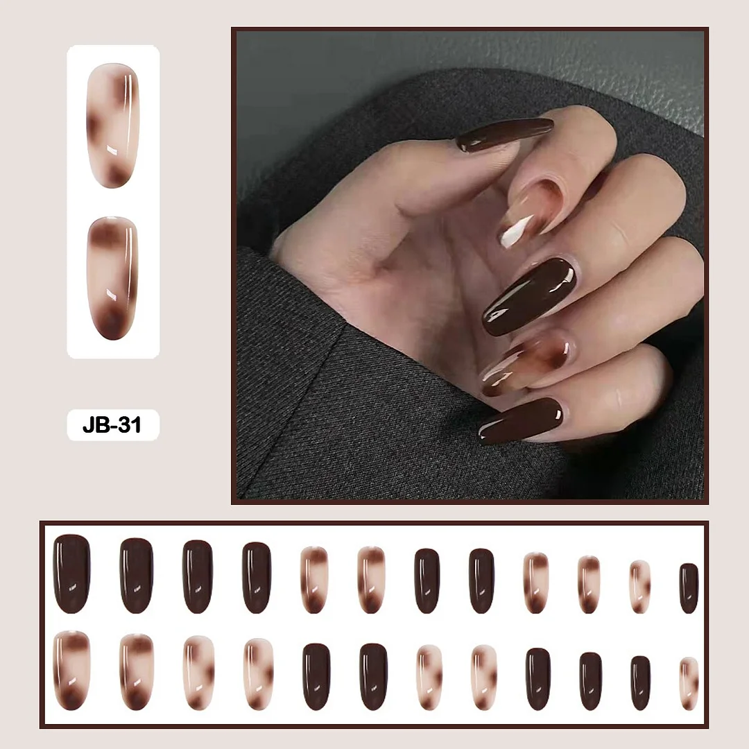 24Pcs/Box of Hand-painted Graffiti Punk Dark Flame Art Minimalist Removable Safe and Harmless False Nails Full Sticker Nail Art-Nail Inspo