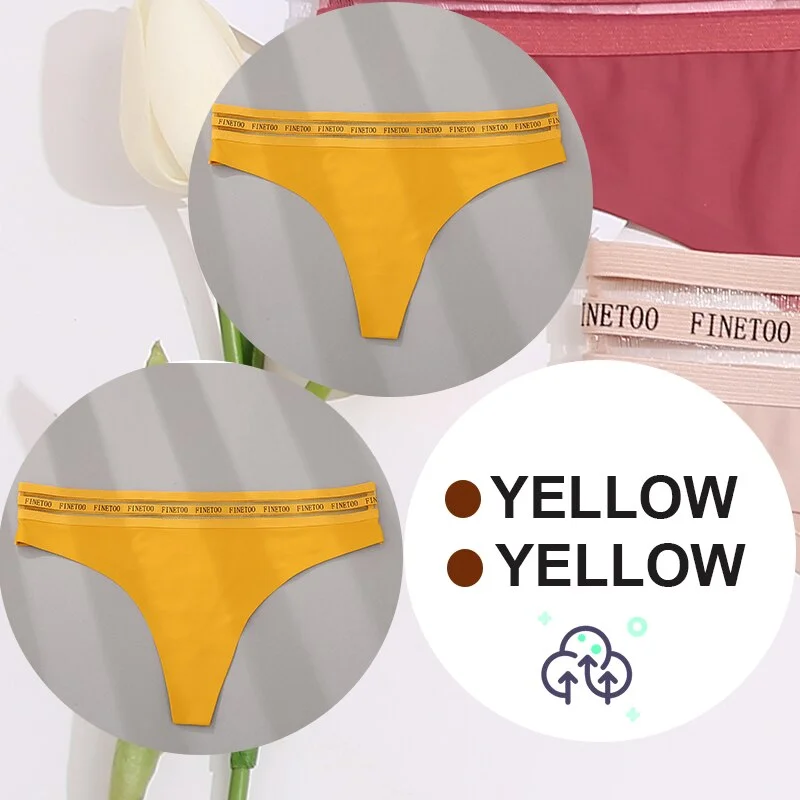 FINETOO 2PCS/Set Women Seamless G-string Panties M-XL Letter Soft Panties 7 Colors Patchwork Woman Underwear Thongs Lingerie