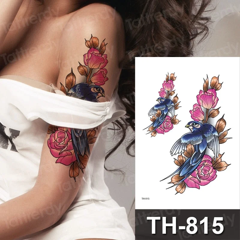 sexy temporary tattoo flower swallow fish tattoo watercolor stretch flower tattoo designs animals waterproof tatoo fake body art