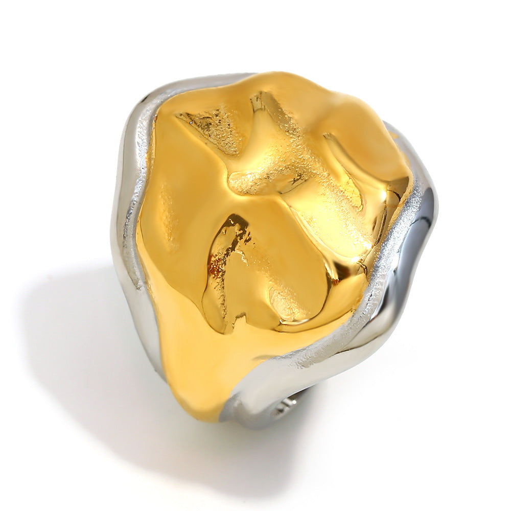 Hot Selling Fashion Exaggerated Personality Irregular Hand Stainless Steel Plated 18K Gold Snake Head Open Ring