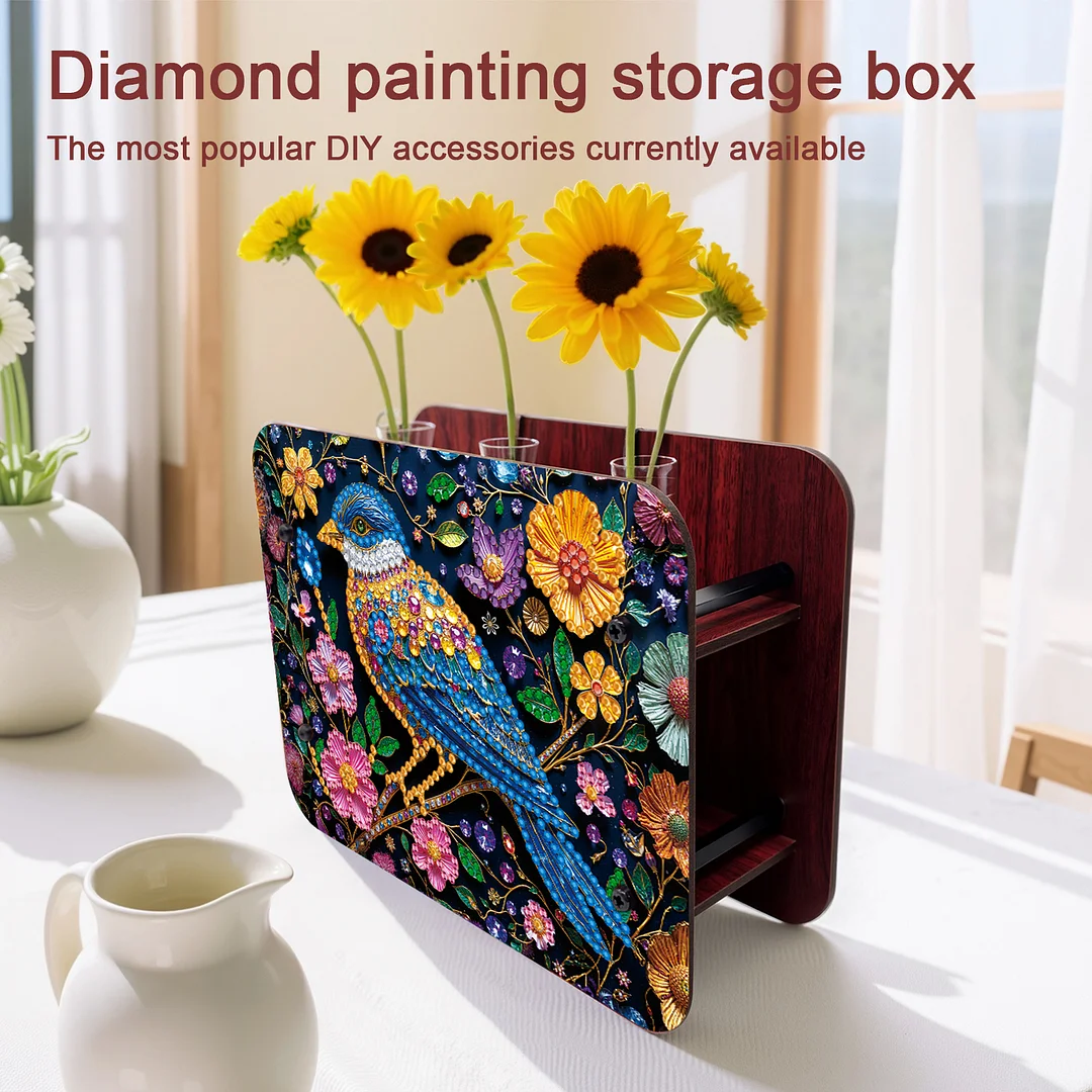 Bird DIY Flower Vase Wooden Double Sided Desktop Diamond Art Kit for Home Decor