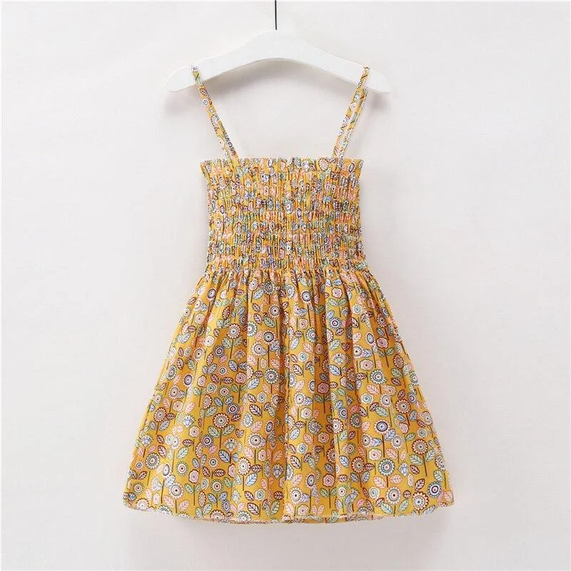 Baby Girl Dress 2020 Summer Kids Sleeveless Braces Dresses Girls Cotton Print Floral Princess Dress Children Casual Clothing